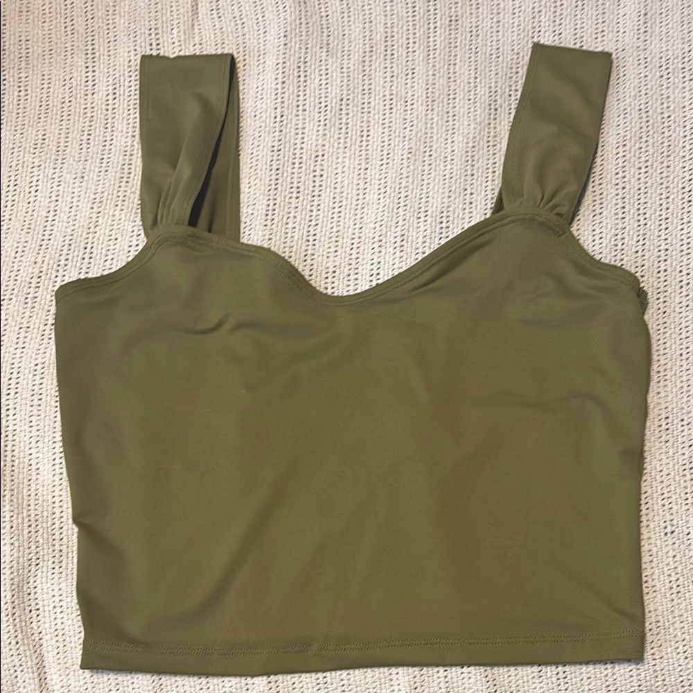 Abercrombie & Fitch Green Fitted Crop Tank Top